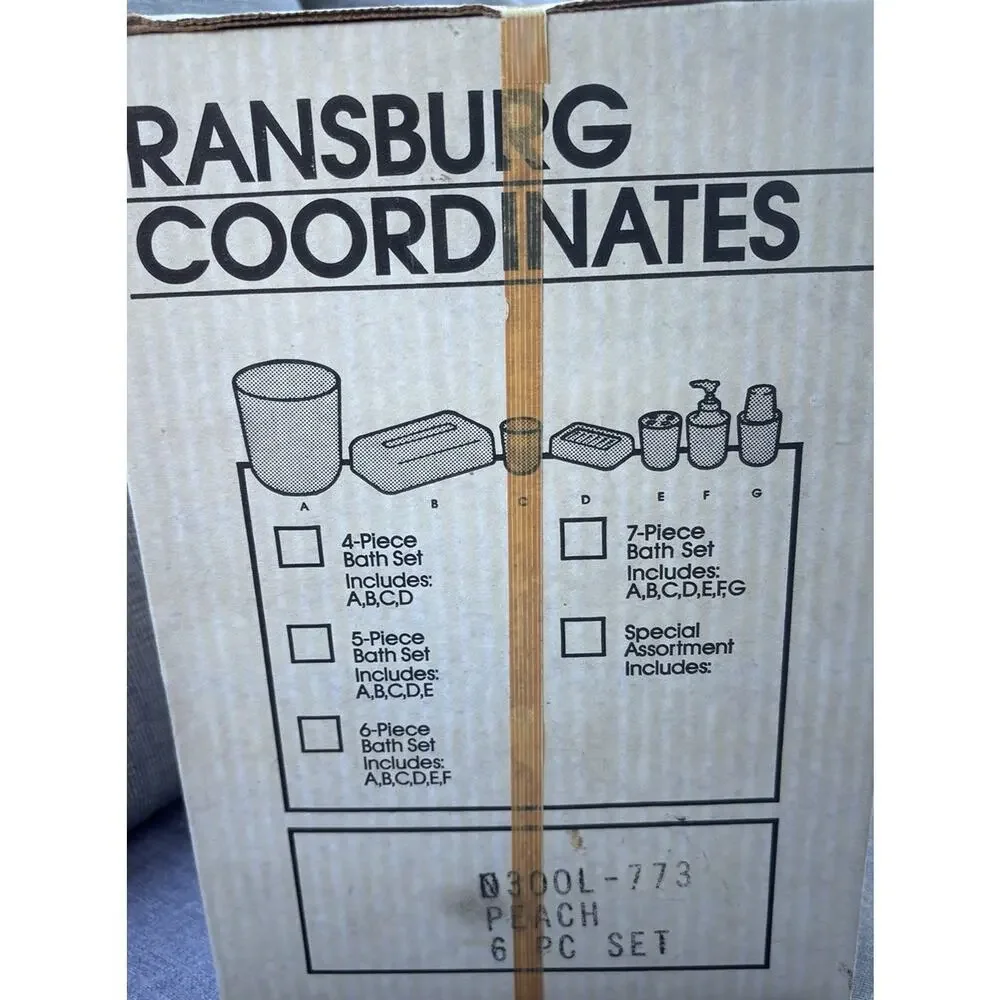 Vintage Ransburg 7pc Bathroom Set Waste Can Tissue Box Soap Holder Cups Mod
